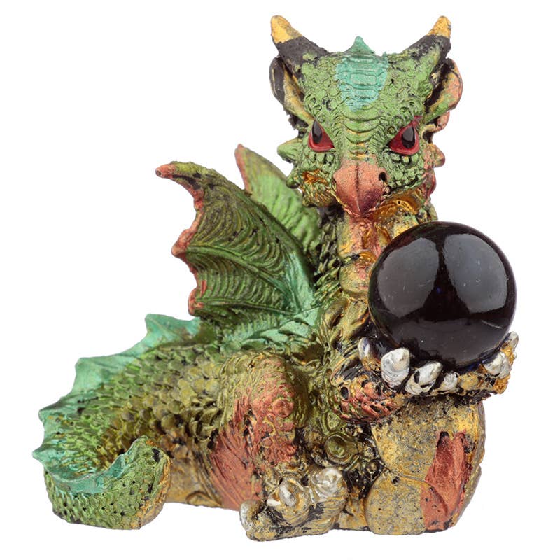 Elementdrake med Klot – Mini Dekoration i Resin