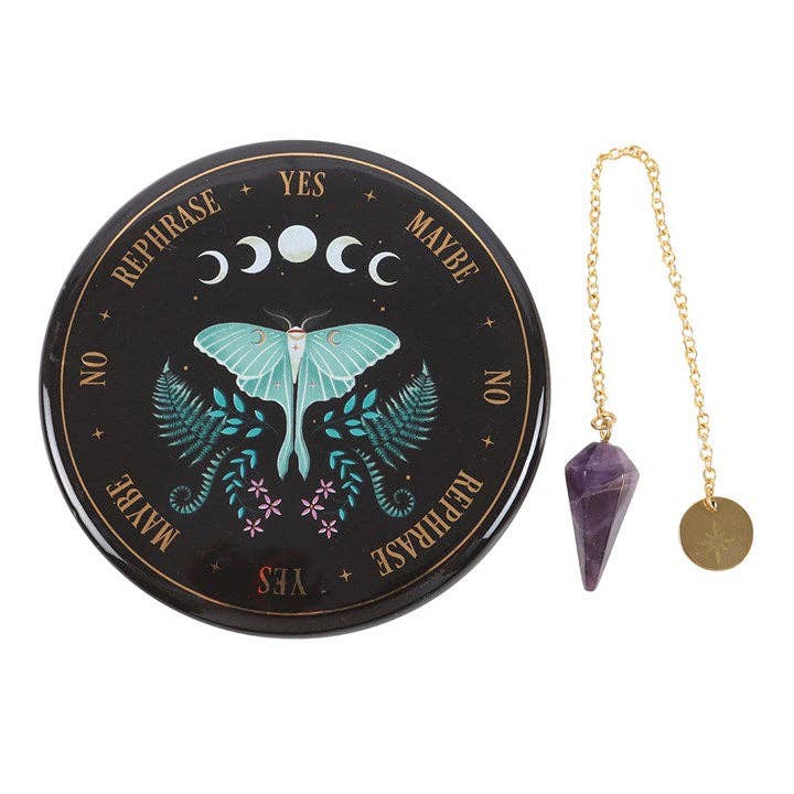 Pendel-set – Luna Moth & Kristall (Dark Forest)