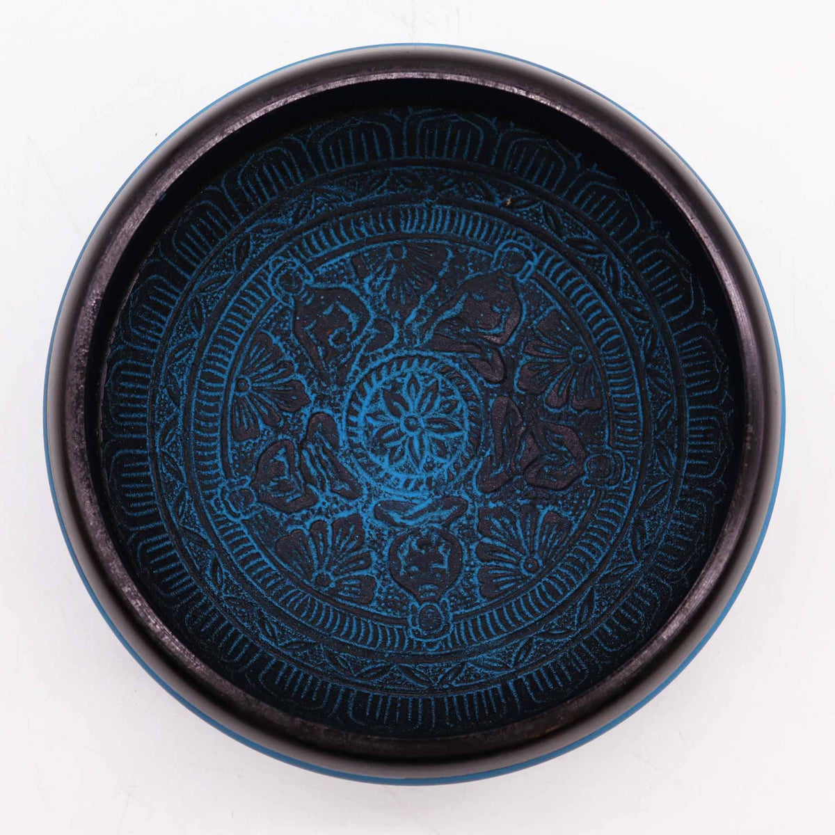 Klangskål i aluminium – Blue Mantra Five Buddha, 16 cm
