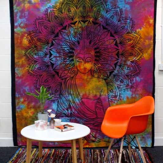 Väggtextil och överkast – mediterande buddha, 230 × 200 cm
