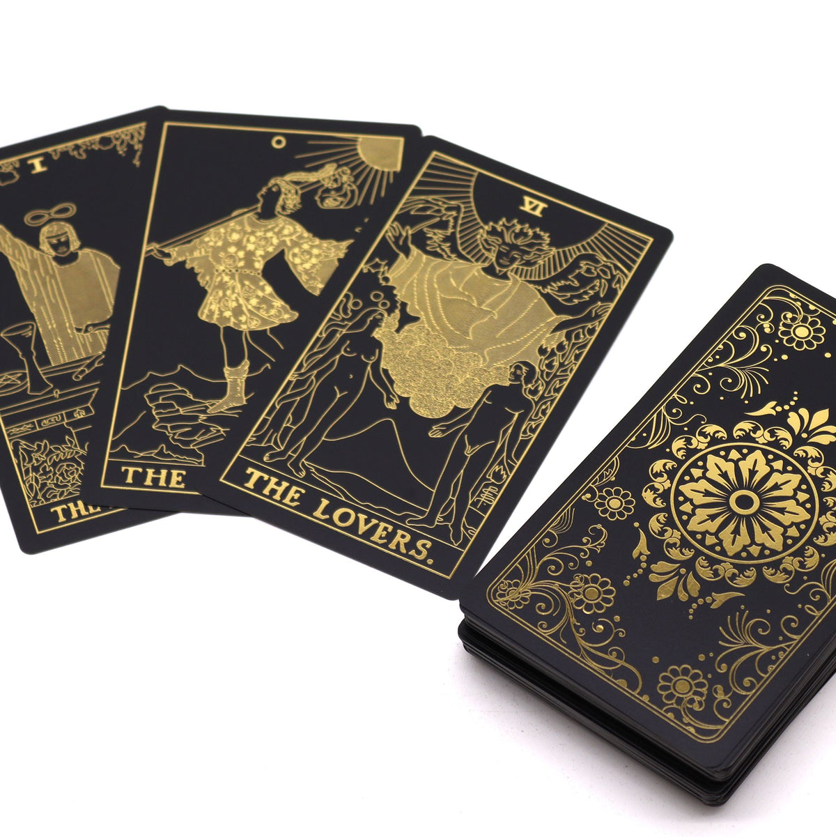 Tarotkort i guldfolie – 78 kort + guidebok i presentask