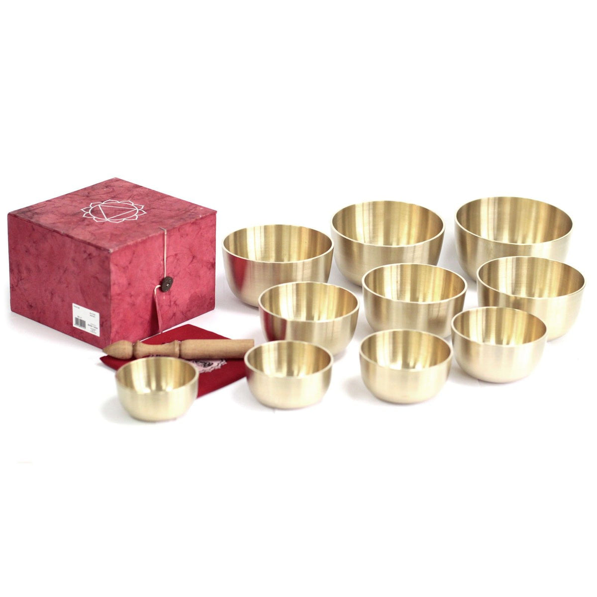 Klangskålsset i klockmetall – 10 skålar, 8–14 cm