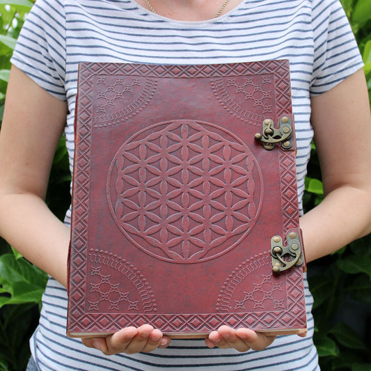 Stor läderjournal – Flower of Life