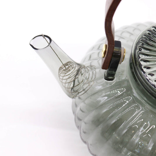 Tekanna i räfflat glas – mörkgrå, 950 ml