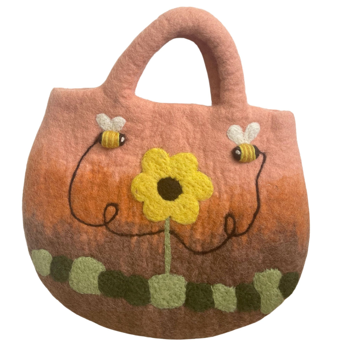 Tovad väska med solrosor och bin – 35 × 27 cm