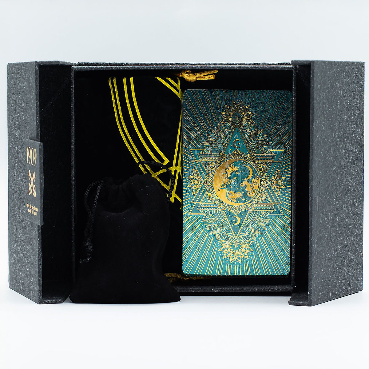 Tarotkort presentset – guld & turkos folie + guidebok