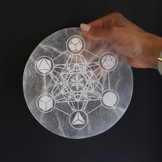 Selenitplatta – helig geometri, 18 cm
