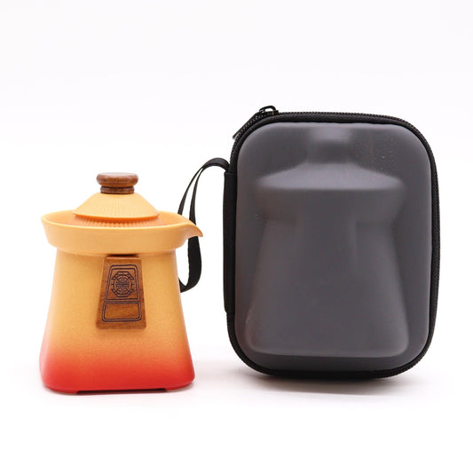 Teservis Temple – orange jordtoner, 3 koppar