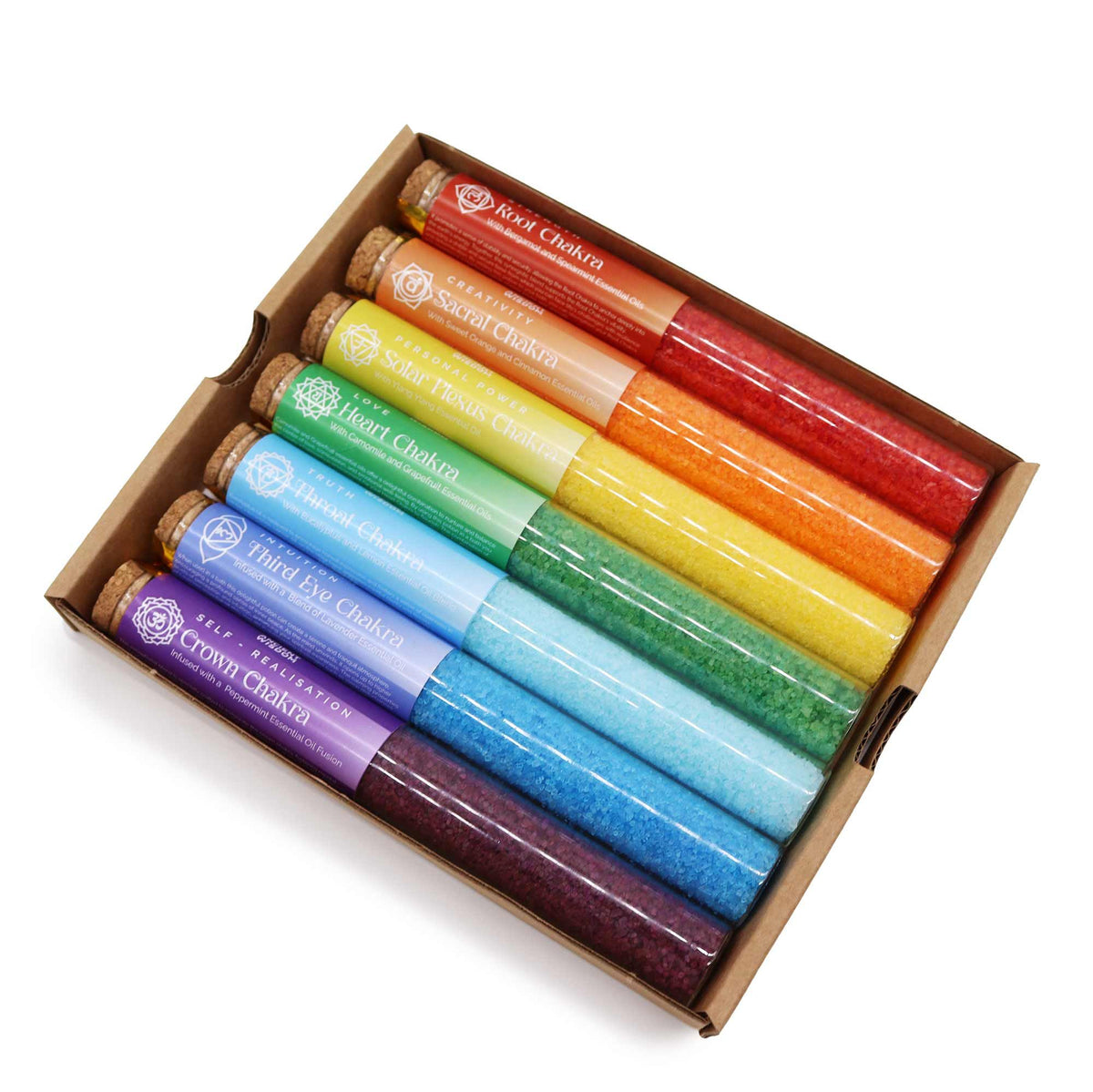 Chakra-badsalt – presentset med 7 × 40 g