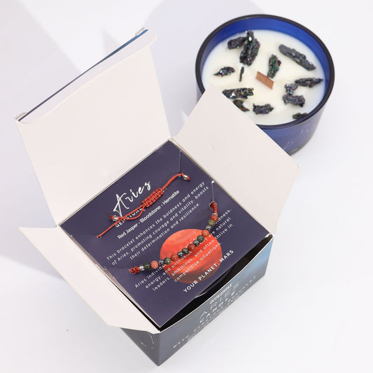 Zodiakljus med kristallarmband – Väduren