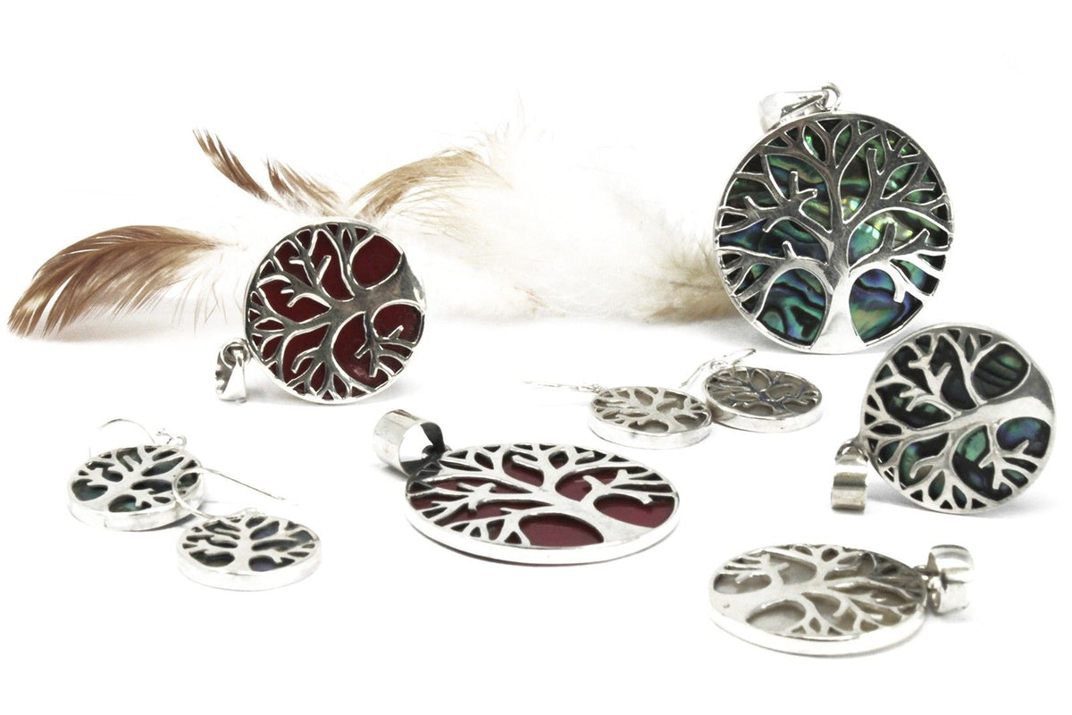 Hänge med Livets träd – abaloneskal, 22 mm