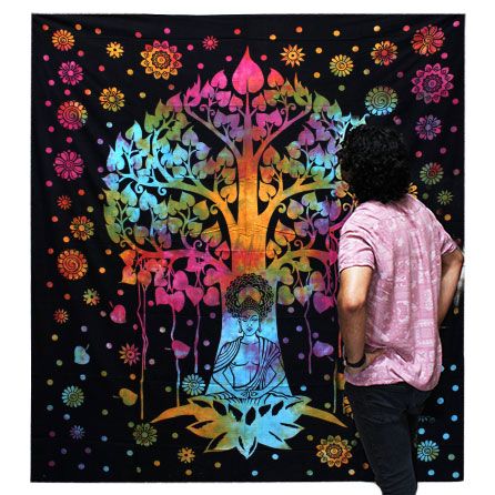 Väggtextil och överkast – bodhiträdet, 130 × 200 cm