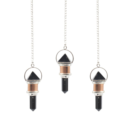 Kristallpendel Night Watcher – obsidian & koppar