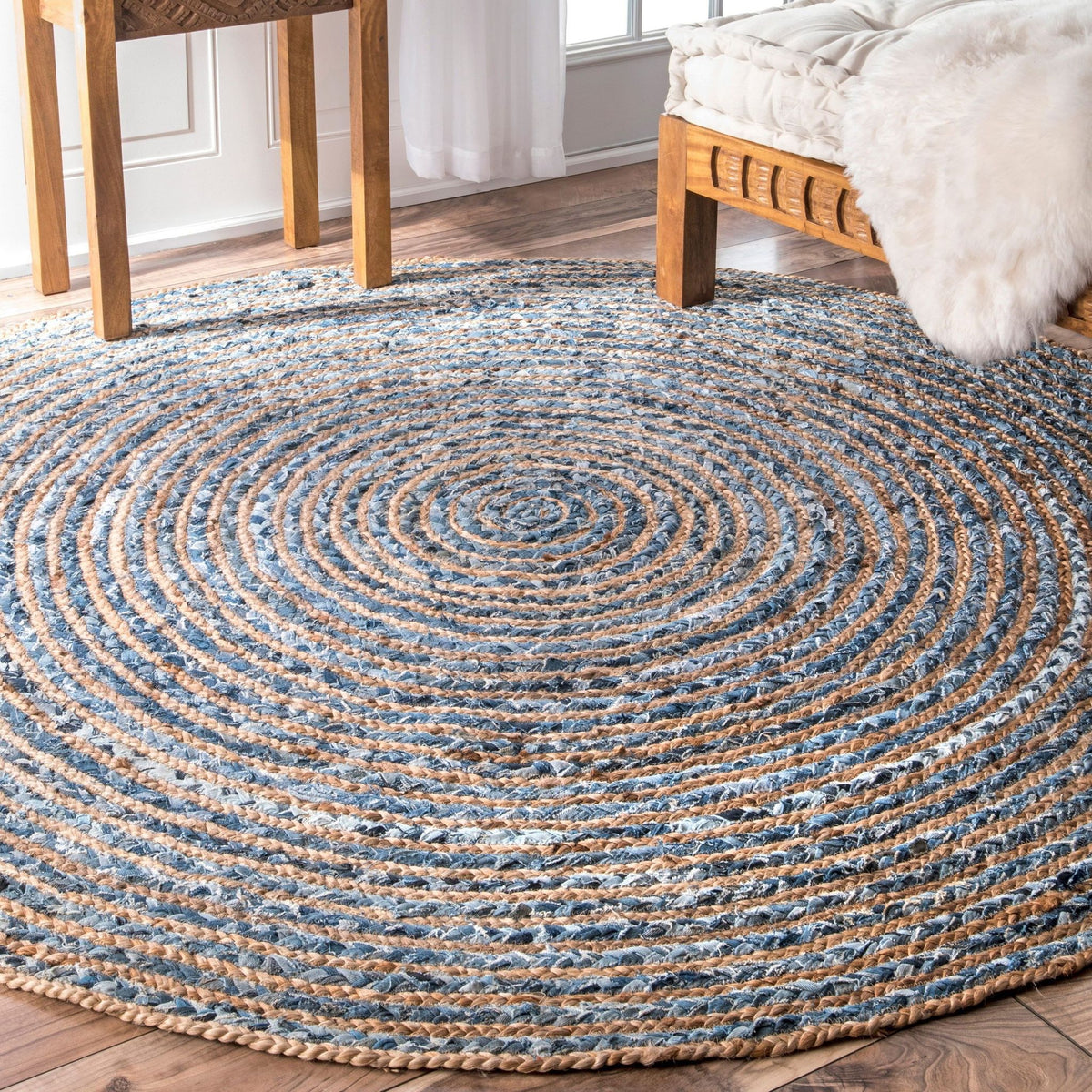 Rund flätad matta – Ø 150 cm