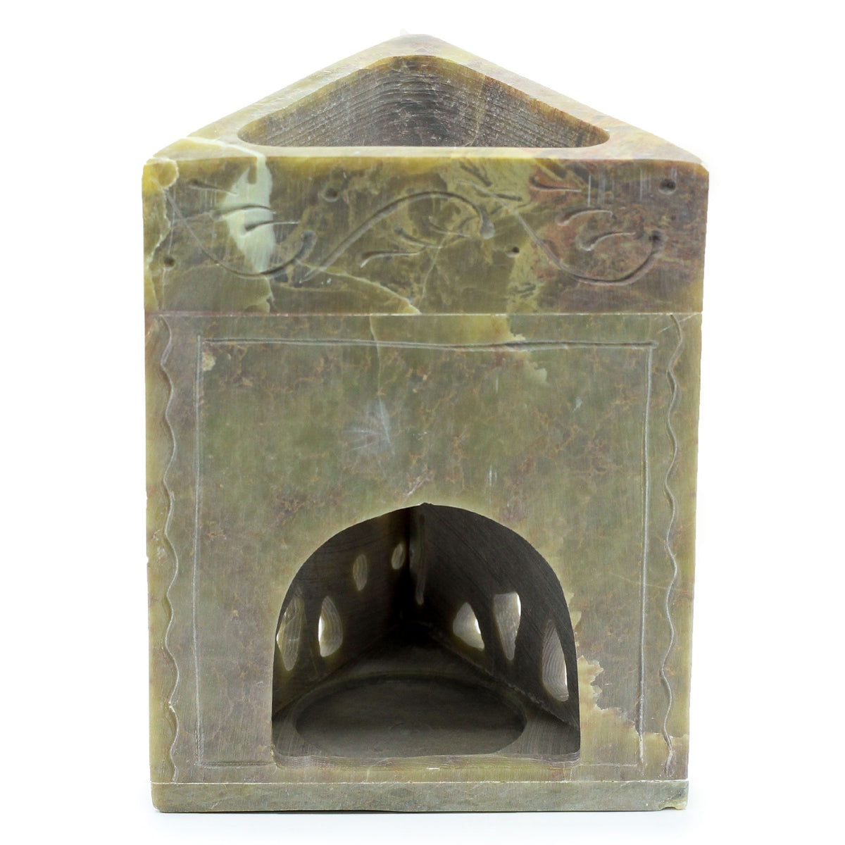 Oljebrännare i täljsten – Triangel med elefant, 11 × 9 cm