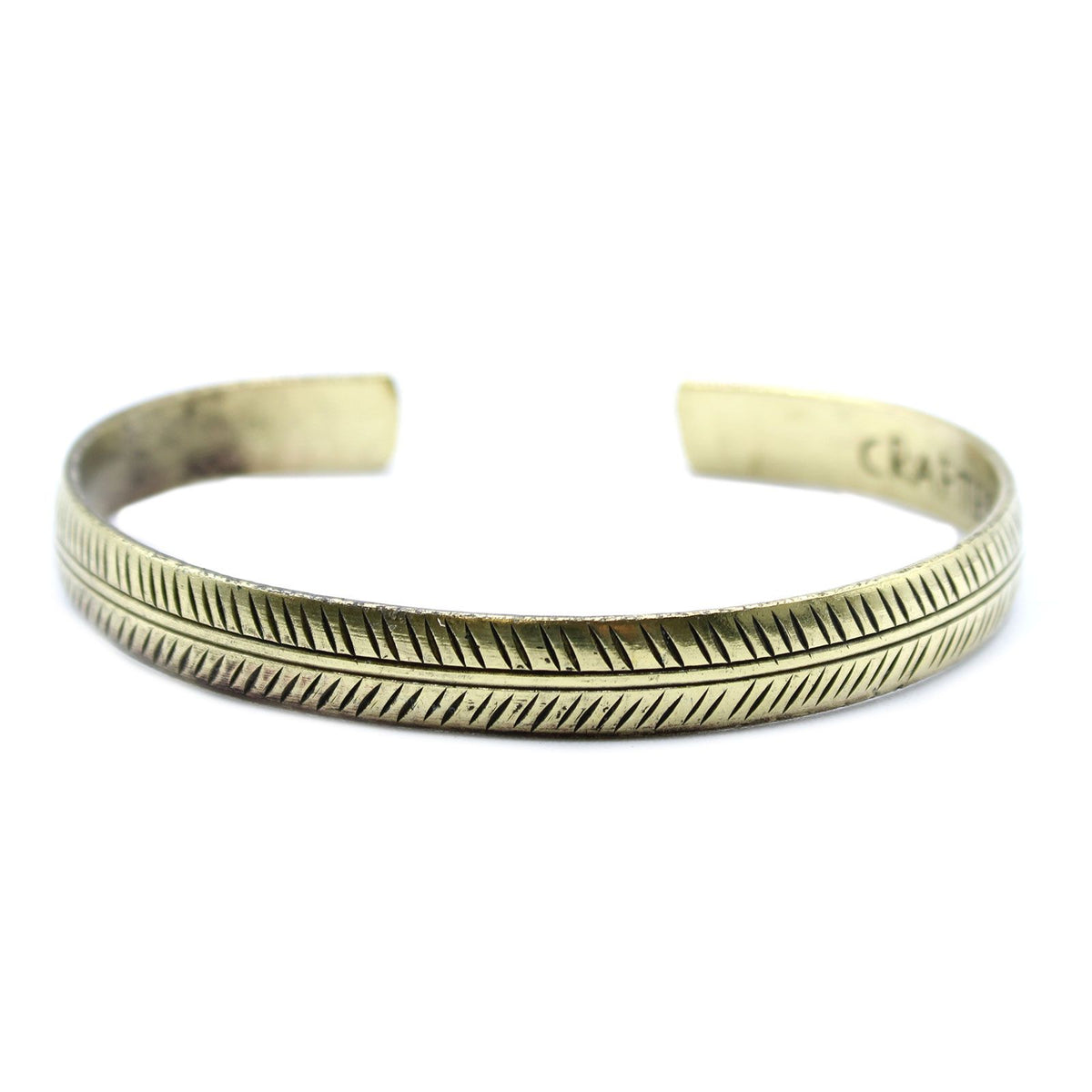 Tibetanskt armband – smalt bladmönster, mässingston