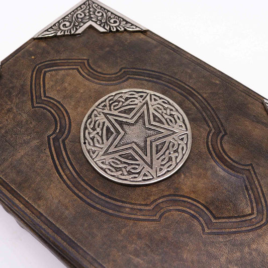 Stor läderjournal – Pentagon, brun