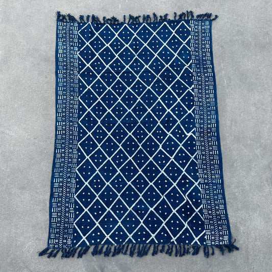 Indigofärgad pläd – Midnight Heerak, 170 × 120 cm