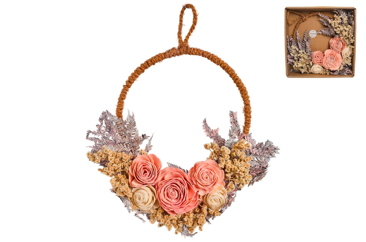 Blomsterkrans – Rosa Torkade Blommor