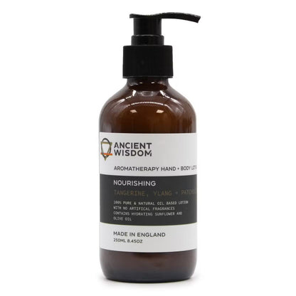 Pumpflaska med aromaterapi hand- och hudkräm, Mandarin, Ylang & Patchouli, 250 ml