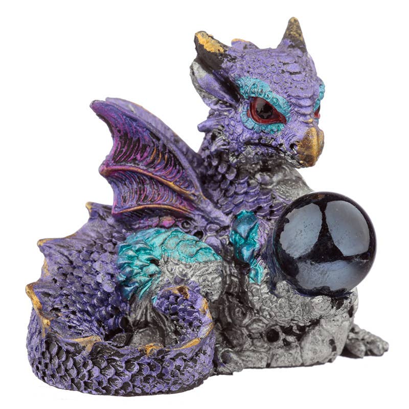 Elementdrake med Klot – Mini Dekoration i Resin