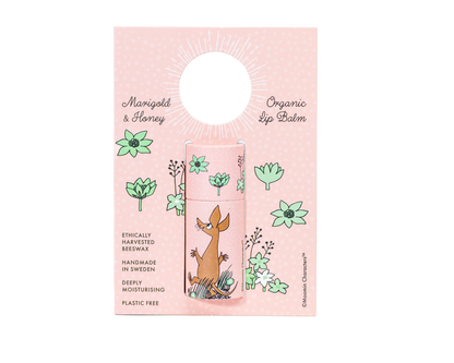 Rosa produktkort med Sniff-läppcerat och texten Marigold & Honey
