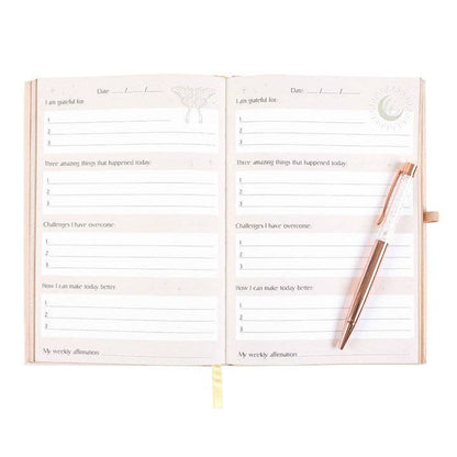 Light Luna Moth Reflektionsdagbok – Daglig Journaling & Klarhet