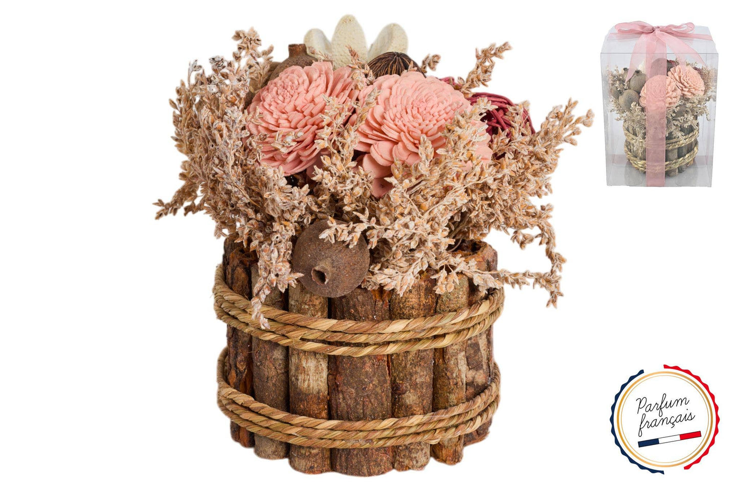 Doftande Rund Bukett – Rosa Torkade Rosor