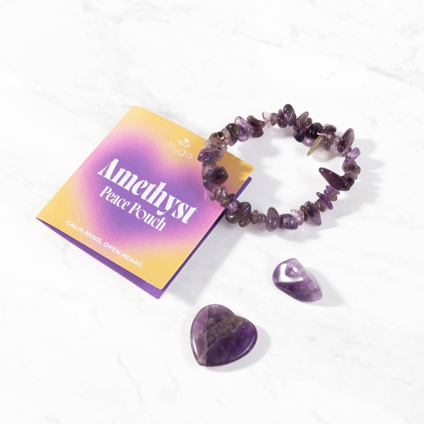 Stone Pouch Collection – Hjärtsten, Armband & Tumlad Kristall