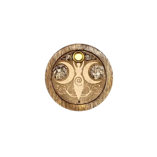 Incense Holder- Crescent Moons, Clear Quartz
