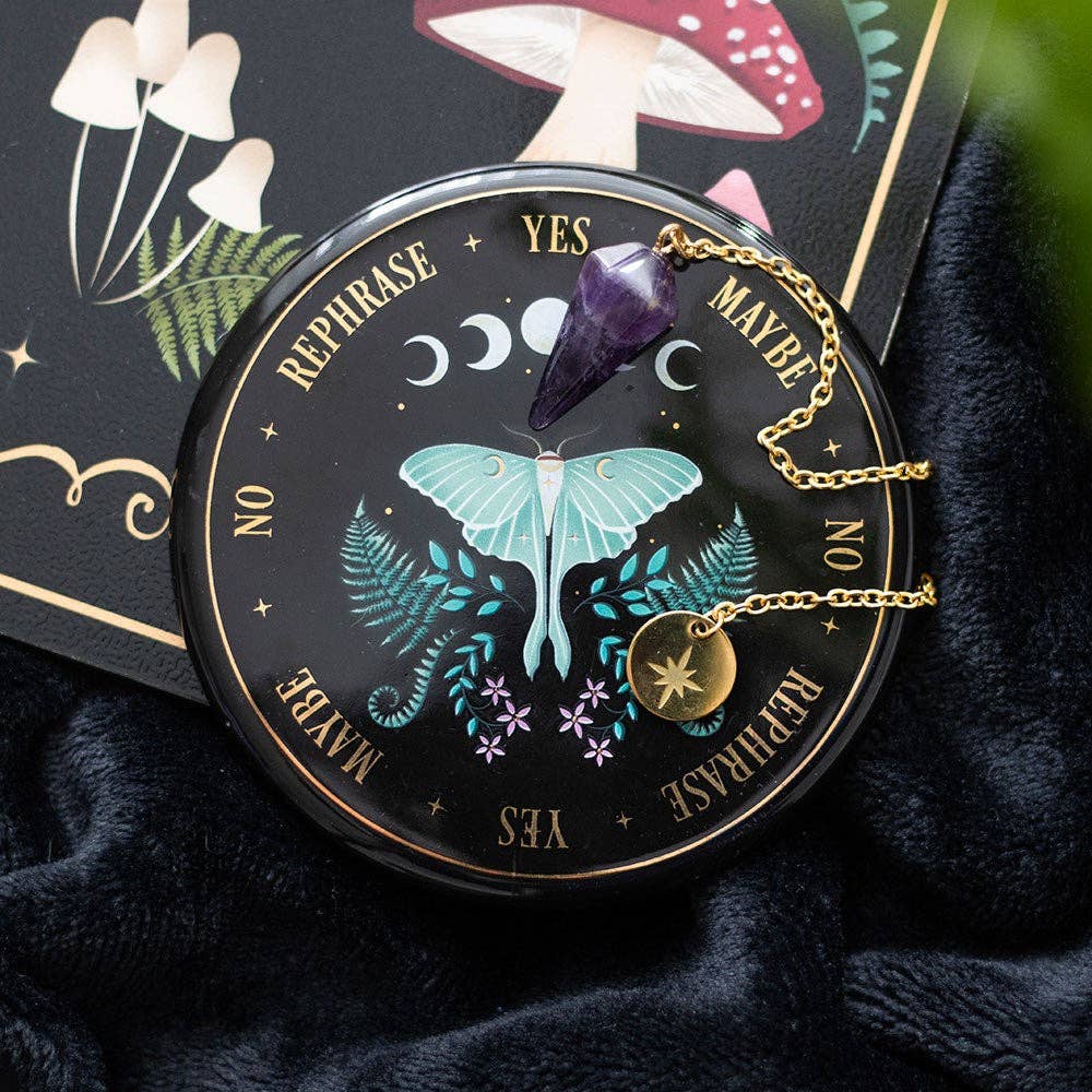 Pendel-set – Luna Moth & Kristall (Dark Forest)