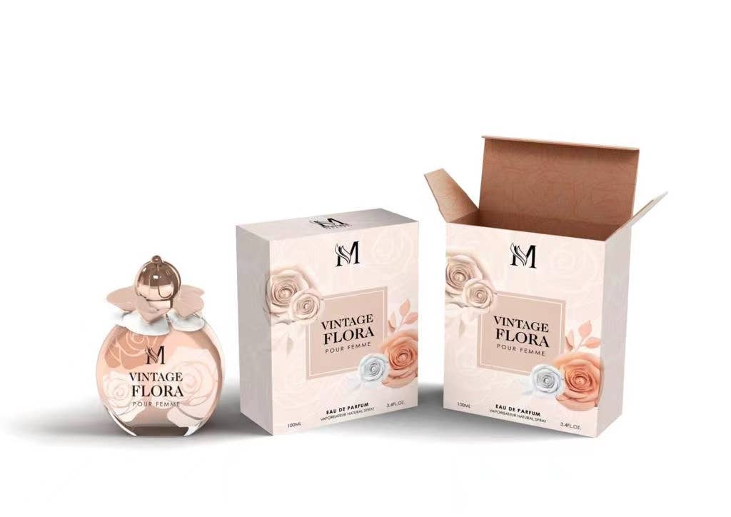 Vintage Flora Femme parfym 100 ml med flaska och förpackning