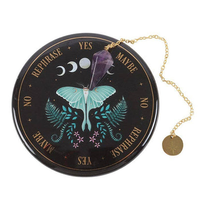 Pendel-set – Luna Moth & Kristall (Dark Forest)