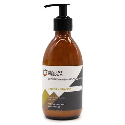 Pumpflaska med hand- och hudkräm, Ingefära & Apelsin, 300 ml