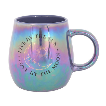 Mugg - Iriserande med budskap "Live by the sun, Love by the moon", 500 ml
