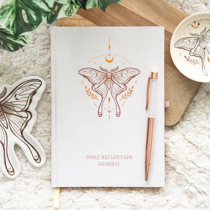 Light Luna Moth Reflektionsdagbok – Daglig Journaling & Klarhet