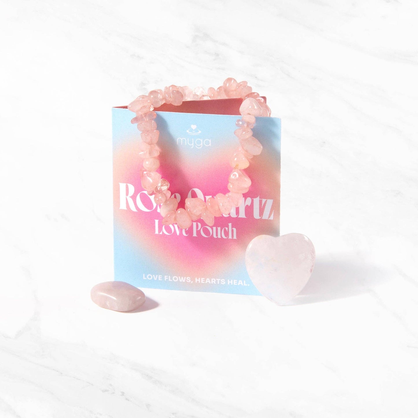 Stone Pouch Collection – Hjärtsten, Armband & Tumlad Kristall