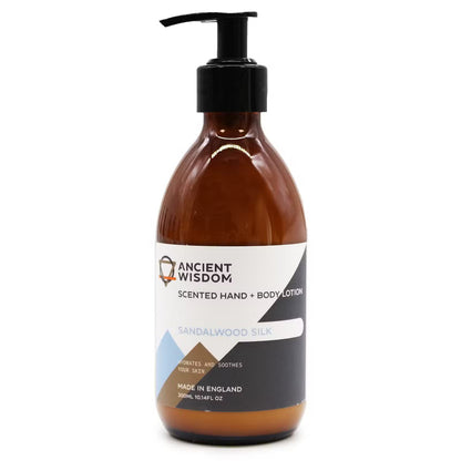 Pumpflaska med hand- och hudkräm, Sandelträ & Silke, 300 ml