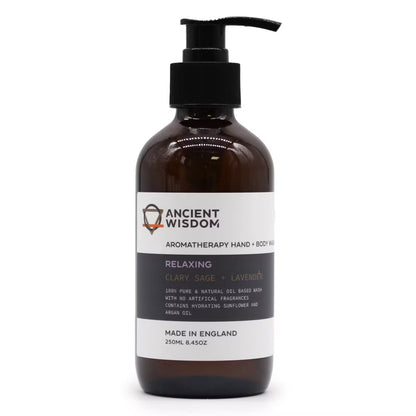 Pumpflaska med aromaterapi hand- och duschtvål, Salvia & Lavendel, 250 ml