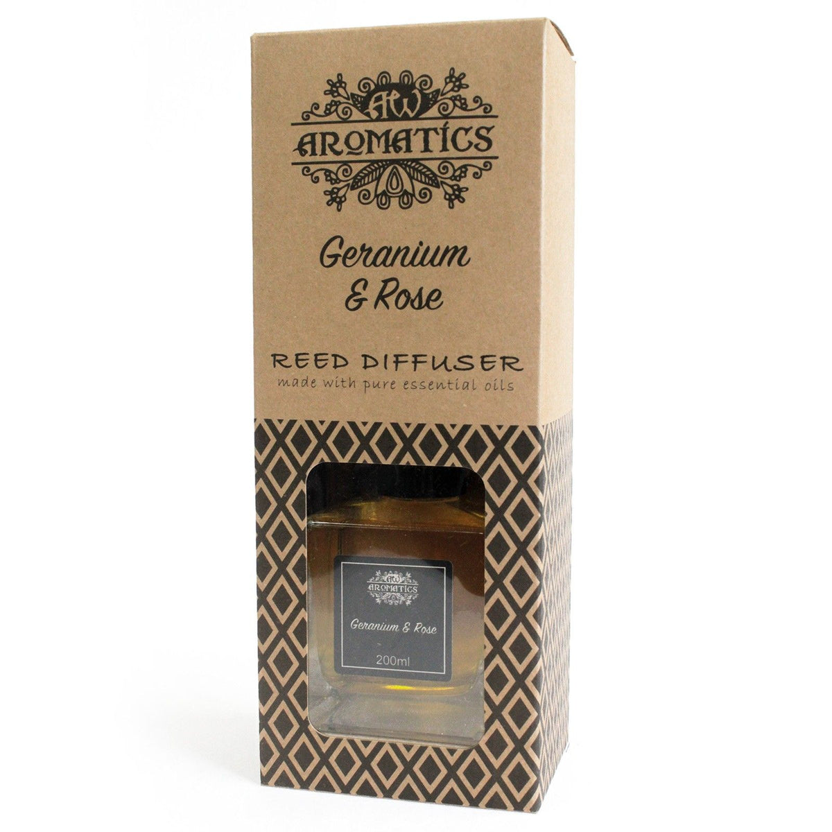 Doftpinnar med eteriska oljor – Geranium & ros, 200 ml