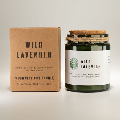 Greenman sojavaxljus med träveke – Wild Lavender