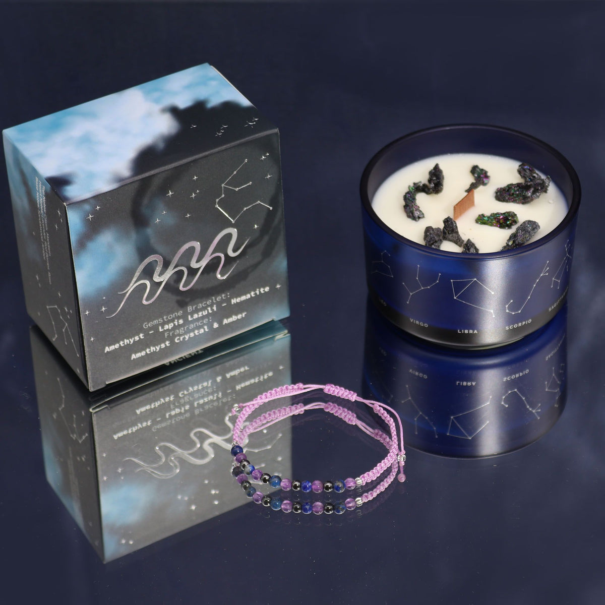 Zodiakljus med kristallarmband – Vattumannen