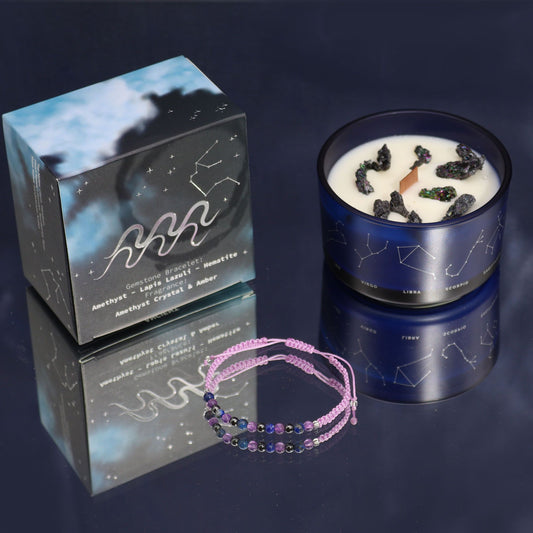 Zodiakljus med kristallarmband – Vattumannen
