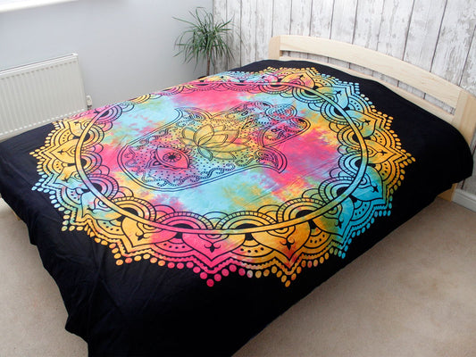 Väggtextil och överkast – svart hamsahand, 230 × 200 cm