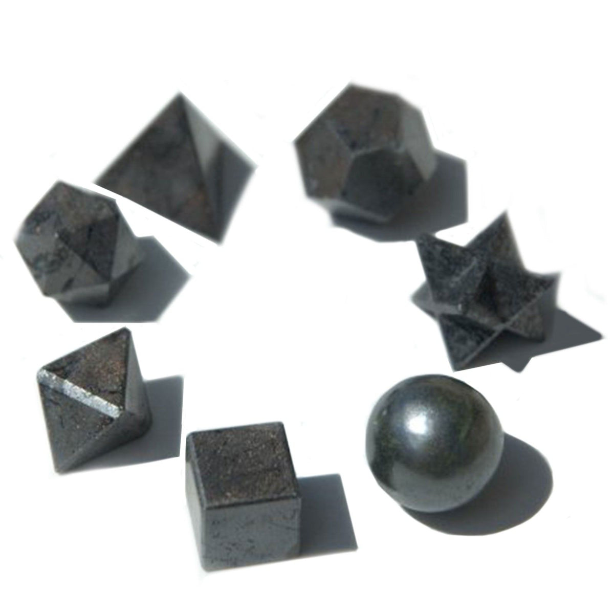 Geometriskt kristallset – svart agat, 7 delar