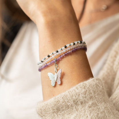 Kristallarmband-set Full Moon – 3 elastiska armband