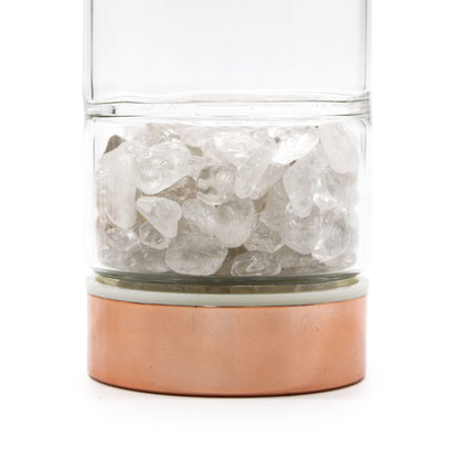 Teflaska i glas med tesil – bergkristall, 500 ml