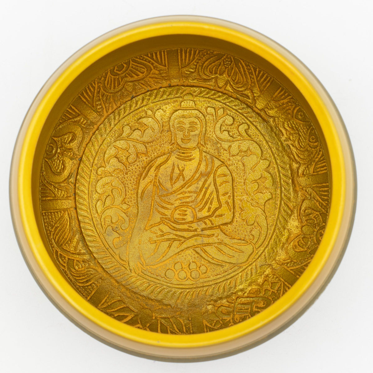 Stor klangskål i aluminium – Buddha & Livets träd, 19 cm