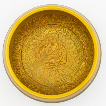 Stor klangskål i aluminium – Buddha & Livets träd, 19 cm