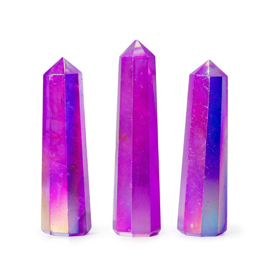 Kristallspets i aurakvarts – lila, ca 9 cm